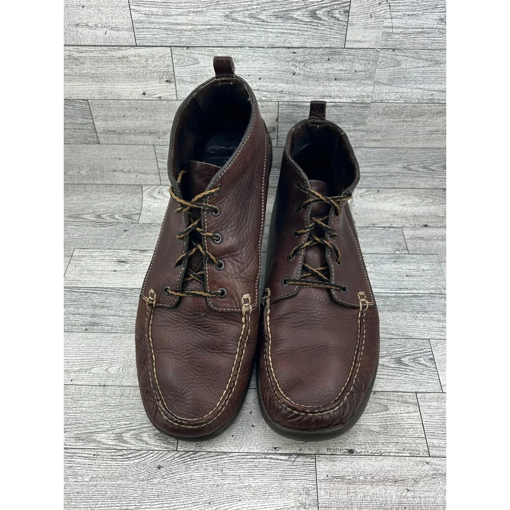 Orvis Men Brown Leather Moc Toe Chukka Boots Lace Up Ankle Shoes Size 12M